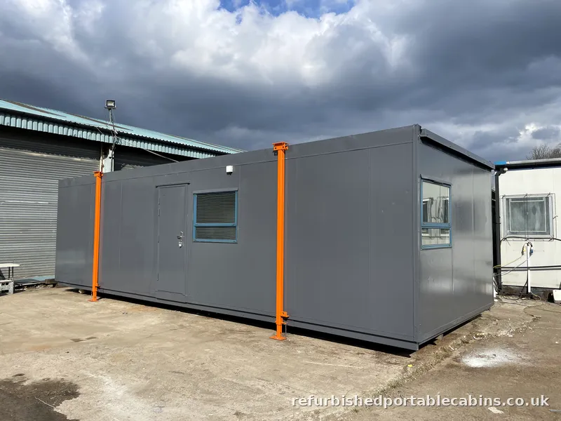 Anti-vandal office cabin with steel shutters