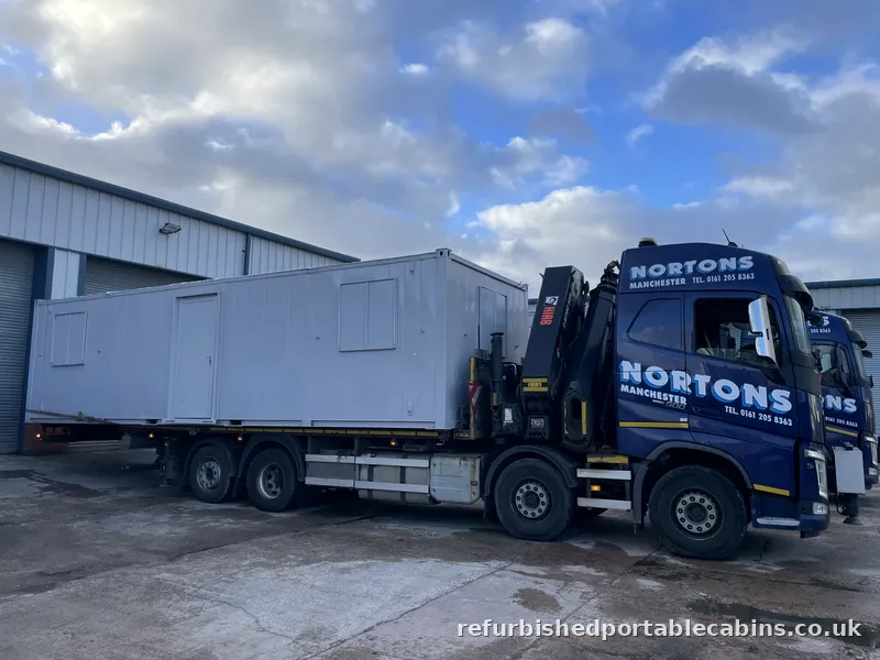 Refurbished cabins loaded on our wagon and drag for delivery
