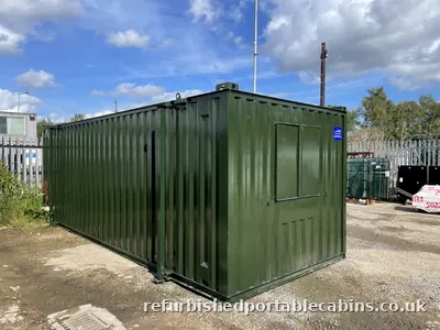 Converted steel office container exterior