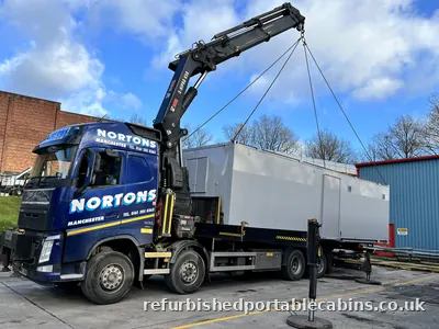 Cabin lifted by our HIAB in Manchester